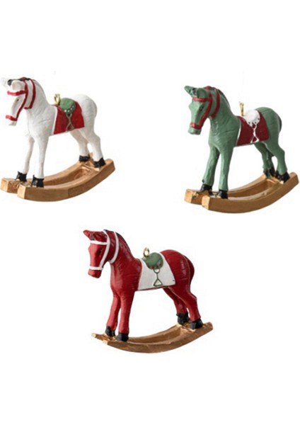 Yeni Üç Boyutlu Sallanan At Küçük Kolye Ağaç Dekorasyon Kolye Retro Dekorasyon Yeşil+Kırmızı+Beyaz (Yurt Dışından) indirimleri