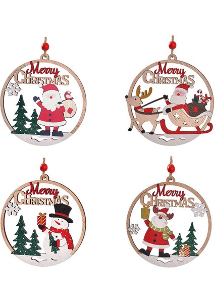Ahşap Asma Noel Süsleri Içi Boş Ahşap Kesim Yuvarlak Ren Geyiği Ağacı Ahşap Süsler Rustik Tatil Ahşap Etiketi (Yurt Dışından)