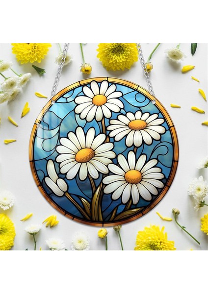 4pcs Akrilik Disk Kolye ile Zincir Avrupa Retro Kolye Renkli Çiçek Kadın Kolye Aksesuarları YK288 (Yurt Dışından)