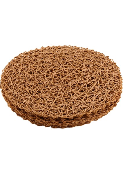12PCS Kağıt Örgülü Yuvarlak Placemats, Yemek Masaları Kapalı ve Dış Mekan Paspasları Açık Kahverengi Için Kaymaz Isı Masa Paspasları (Yurt Dışından)