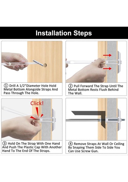1/4in-20 Inçlik Tutturucu Boyutları Için Cıvatalı Alçıpan Ankrajı, Tv Montajı Için Ağır Hizmet Tipi Içi Boş Alçıpan Ankraj Kiti, 22 Adet (Yurt Dışından) modelleri