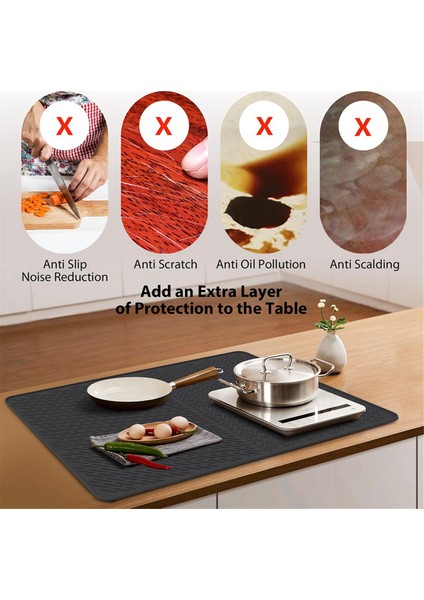Silikon Soba Üst Koruyucu Mat 27.8X19.9 Inç Mutfak Silikon Cam Üst Soba Kapağı Protectore Kurutma Paspasaları Siyah (Yurt Dışından) fırsatları