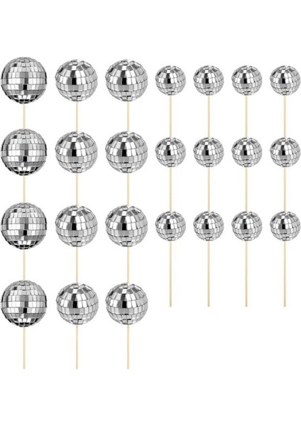 24PCS Disco Ball Cupcake Toppers Mutlu Yıllar Kek Topper Disco Ball Cake Seçimleri Tema Kek Dekoru Için Disko Tema Partisi (Yurt Dışından)