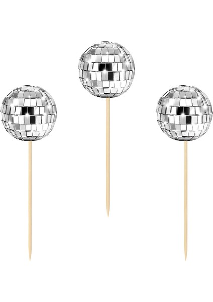 24PCS Disco Ball Cupcake Toppers Mutlu Yıllar Kek Topper Disco Ball Cake Seçimleri Tema Kek Dekoru Için Disko Tema Partisi (Yurt Dışından) fiyatları