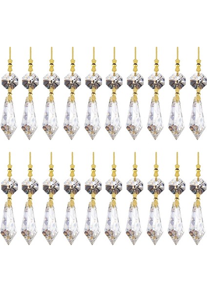 20PCS Dıy Şeffaf Gözyaşı Avize Kolye Parçaları Boncuklar, Avize Asılı Dekorasyon (Yurt Dışından)