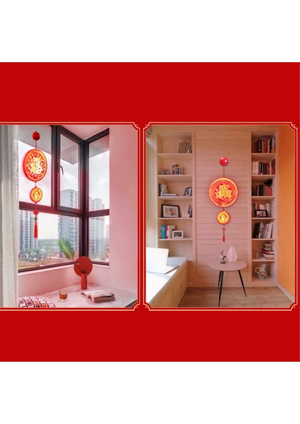 Çin Ay Yeni Yıl Dekoratif Aydınlık Şanslı Asma LED Renk Işıkları Akrilik Işık Işareti Neon Ortam Işığı, A (Yurt Dışından)