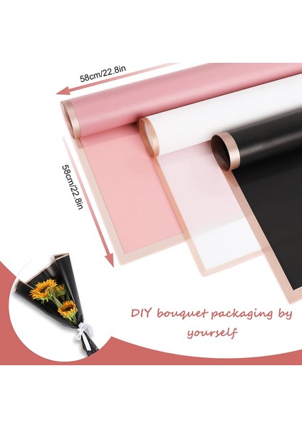 60 Çiçek Sarma Kağıdı Pembe Beyaz Su Geçirmez Çiçek Buket Altın Sınırlı Buket Kağıdı (Yurt Dışından) fiyatları