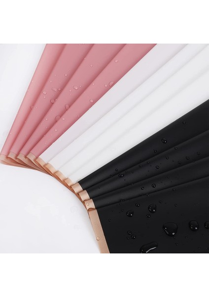 60 Çiçek Sarma Kağıdı Pembe Beyaz Su Geçirmez Çiçek Buket Altın Sınırlı Buket Kağıdı (Yurt Dışından) modelleri