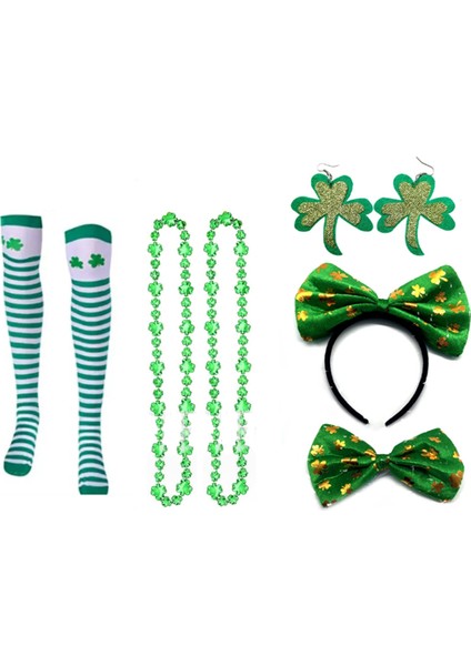 St. Patrick&#39;s Day Kostüm Aksesuarları Set Yay Knot Saç Bandı Çorap Küpe Parti Atmosfer Dekor Malzemeleri Için Cosplay (Yurt Dışından)