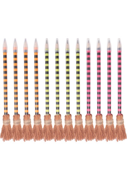 Cadılar Bayramı Cadı Süpürge Kalem Renkli Cadı Süpürge Kalemleri Sihirbaz Kalem Süpürge Yazma Kalemleri (12 Parçalı) (Yurt Dışından) modelleri