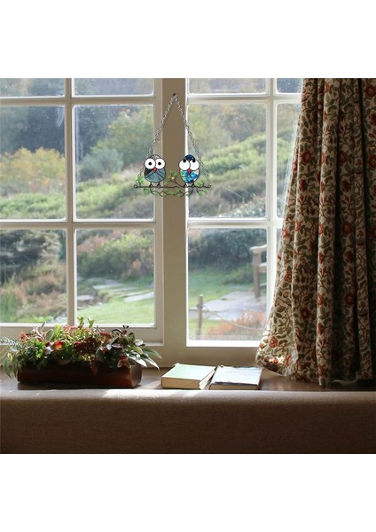 Çok Renkli Baykuşlar Pencere Asılı Suncatchers Paneli Kuş Lekeli Pencere Asma Süsleme Duvar Ev Bahçe Dekor Hediyesi (Yurt Dışından) modelleri