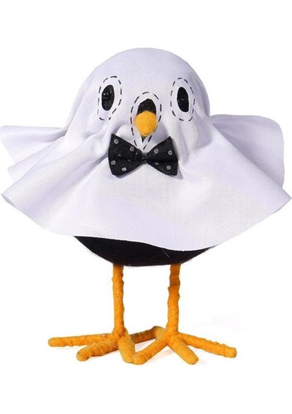 Cadılar Bayramı Daimi Kuş Heykeli, Hayalet Kuş Heykeli, Cadılar Bayramı Kuş Bebeği, Masaüstü Ev Pencere Dekorasyonu Beyaz (Yurt Dışından)