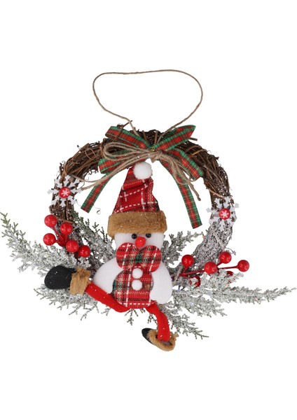 Ön Kapı Duvar Penceresi Çiftlik Evi Ev Dekorasyonu, Kardan Adam (Küçük) Için Yapay Noel Çelenk (Yurt Dışından)
