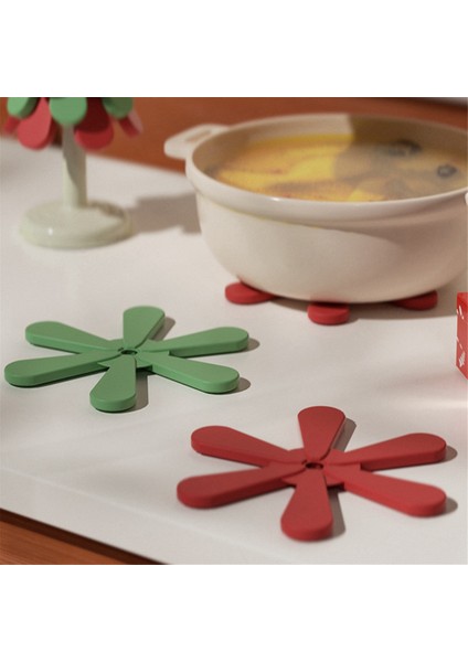 Yasal Noel Ağacı Masası Mat Katlanabilir Bulaşıklar Yalıtım Pad Silikon Coaster Yuvarlak Taban (Yurt Dışından) indirimleri