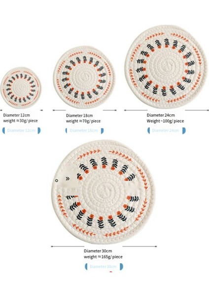 4pcs Tutkuk Yuvarlak Pamuk Dokuma Yalıtım Pad Masası Mat Baskılı Placemat Kupa Kavusu, Çilek (Yurt Dışından) fiyatları