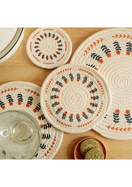 4pcs Tutkuk Yuvarlak Pamuk Dokuma Yalıtım Pad Masası Mat Baskılı Placemat Kupa Kavusu, Çilek (Yurt Dışından) fırsatları