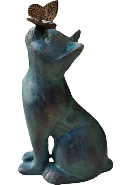 Kedi ve Kelebek Merak Bahçesi Heykeli, Merak Kedi Kelebek Bahçe Heykeli Dekor Kedi Heykel Hayvan Figürinleri (Yurt Dışından)