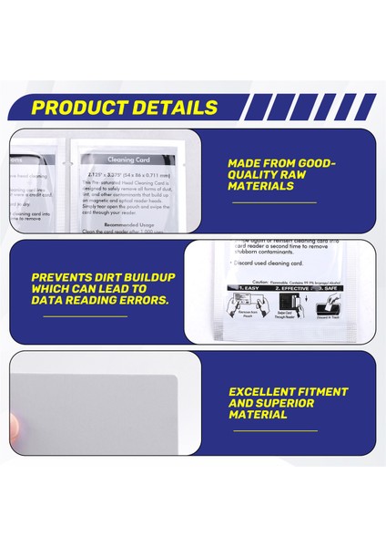 CR80 Temizlik Kartları, Çift Yan Kart Okuyucu Temizleyici, Pos Swipe Terminal Temizleme Kartları CK-CR80 Kart Çipi Temizleyici (10 Adet) (Yurt Dışından) indirimleri
