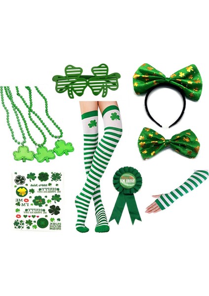 St. Patrick&#39;s Day Kostüm Aksesuarları Kadınlar Için Set Shamrock Socks Eldiven Gözlükleri Çıkartmalar Parti Dekorasyonu Için Cosplay (Yurt Dışından)