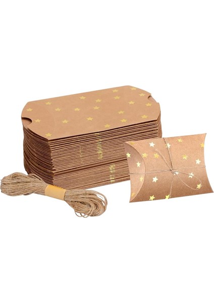 Kağıt Çikolata Kutuları Boş Yastık Şekli Kağıt Şeker Ambalaj Kutusu Altın Yıldızlar Desen Küçük El Yapımı Kurabiye Kutusu (Yurt Dışından)