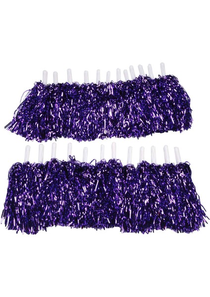 24PCS Amigo Pom Pom Poms Metalik Folyo Tezahürat Pom Pom Poms Plastik Saplı Yetişkinler Için Ponpon Kızlar Parti Mor (Yurt Dışından)