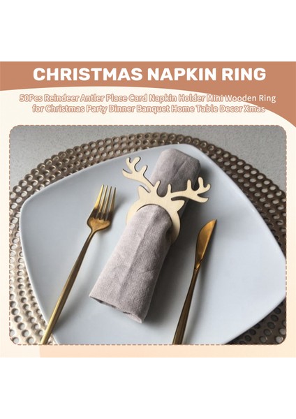 50PCS Ren Geyiği Boynuz Peçete Peçete Tutucu Mini Ahşap Yüzük Noel Partisi Yemek Ziyafet Ev Masa Dekor Xmas Için (Yurt Dışından) fırsatları