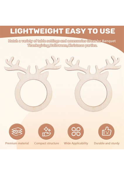 50PCS Ren Geyiği Boynuz Peçete Peçete Tutucu Mini Ahşap Yüzük Noel Partisi Yemek Ziyafet Ev Masa Dekor Xmas Için (Yurt Dışından) indirimleri