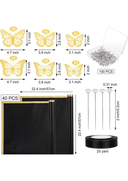 40 Yaprak Çiçek Ambalaj Kağıdı Set Çiçek Buketi Anneler Günü Düğün Doğum Günü Mezuniyeti Diy Hediye Siyah (Yurt Dışından) fiyatları