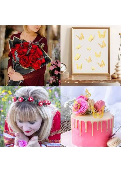 40 Yaprak Çiçek Ambalaj Kağıdı Set Çiçek Buketi Anneler Günü Düğün Doğum Günü Mezuniyeti Diy Hediye Siyah (Yurt Dışından) modelleri