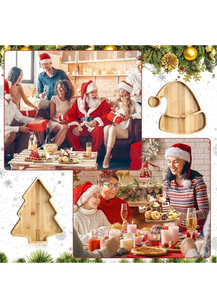 3pcs Noel Ahşap Servis Tepsisi Ahşap Plaka Masası Noel Dıy Için Porsiyon Tabağı Benzersiz Yemek Kek Atıştırmalık Meyve (Yurt Dışından) modelleri