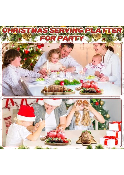 3pcs Noel Ahşap Servis Tepsisi Ahşap Plaka Masası Noel Dıy Için Porsiyon Tabağı Benzersiz Yemek Kek Atıştırmalık Meyve (Yurt Dışından) fırsatları
