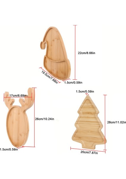 3pcs Noel Ahşap Servis Tepsisi Ahşap Plaka Masası Noel Dıy Için Porsiyon Tabağı Benzersiz Yemek Kek Atıştırmalık Meyve (Yurt Dışından) indirimleri