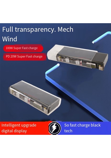 Dıy Güç Bankası Kılıfı 100W USB Tip C Iki Yönlü Hızlı Şarj Kurulu Powerbank Kılıf Takım 18650/21700 Pil Kılıfı Gri (Yurt Dışından)