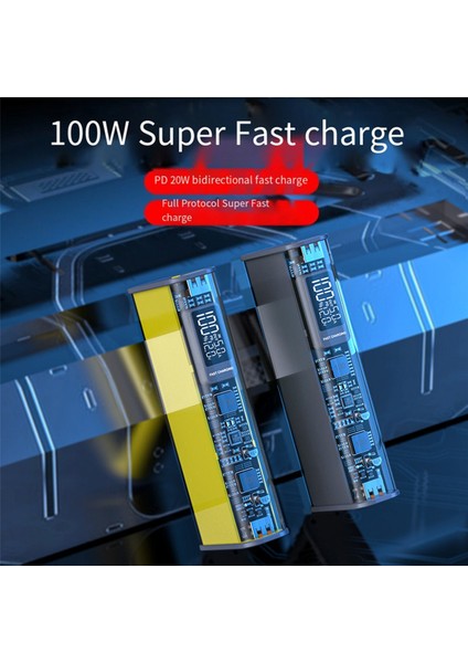 Dıy Güç Bankası Kılıfı 100W USB Tip C Iki Yönlü Hızlı Şarj Kurulu Powerbank Kılıf Takım 18650/21700 Pil Kılıfı Gri (Yurt Dışından) modelleri