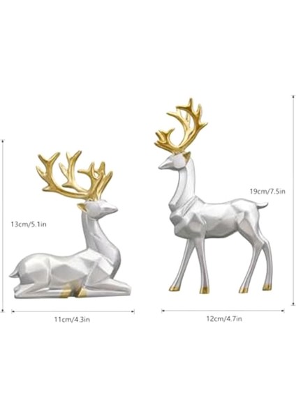 Dekoratif Hediye 2 Pcs Geyik Heykel 3D Geometrik Geyik Süsleri Festival Atmosfer Dekorasyonunu Başlatmak Için Kullanılan Süsler (Yurt Dışından) fırsatları