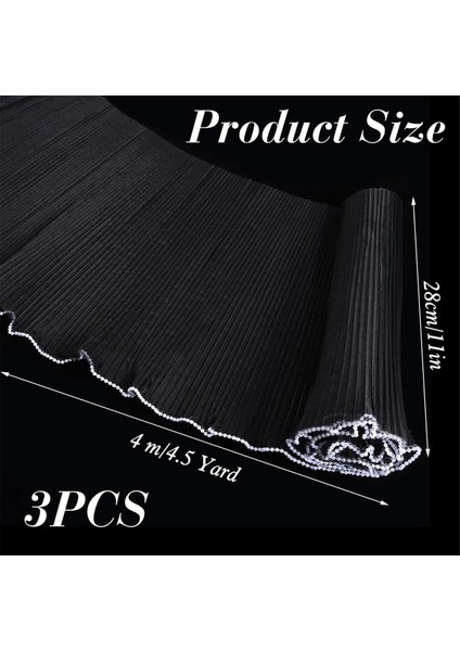 3pcs Buket Sarma Kağıdı, Her Inci Kenar Çiçek Ambalaj Kumaşı Için 11 Inç x 4.5 Yarda, (Siyah) (Yurt Dışından) modelleri