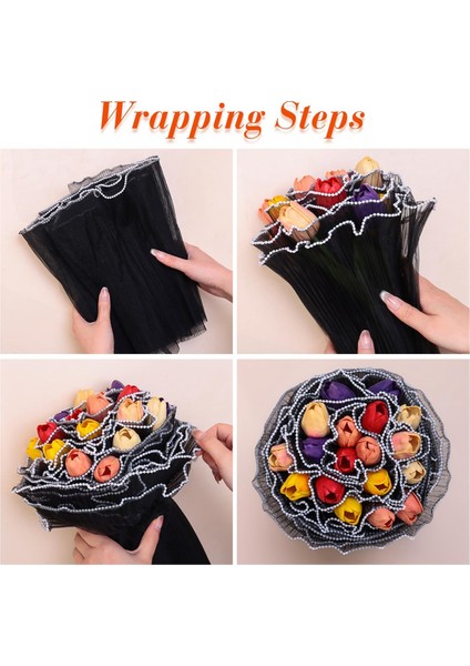 3pcs Buket Sarma Kağıdı, Her Inci Kenar Çiçek Ambalaj Kumaşı Için 11 Inç x 4.5 Yarda, (Siyah) (Yurt Dışından) indirimleri