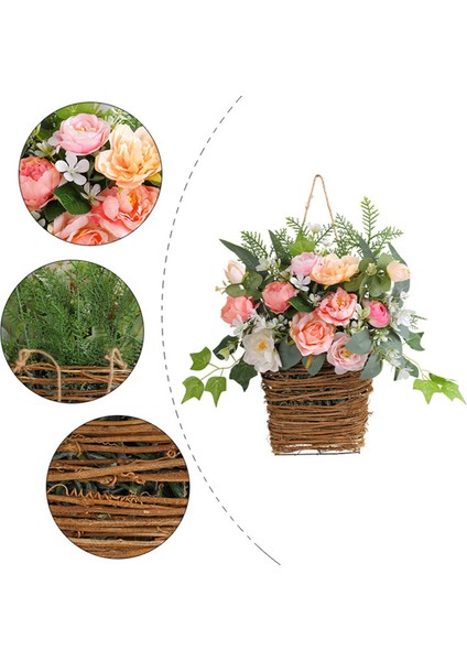 Krem Ortanca Kapı Askı Sepet Çelenk, Pembe Berry Kır Çiçeği Kapı Askı Sepeti Çelenk Kır Çiçeği Kapı Dekor (Yurt Dışından) fiyatları