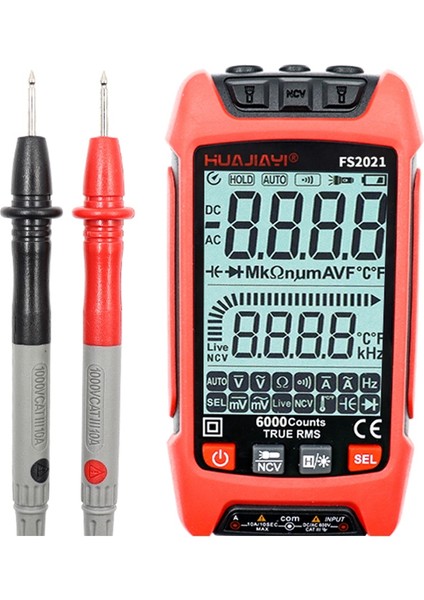 Huajiayi Otomatik Aralık Dijital Multimetre 9999 Trms Ac Dc Voltmetre Ncv Direnç Kapasitans Temp Transistör Test Cihazı (Yurt Dışından)