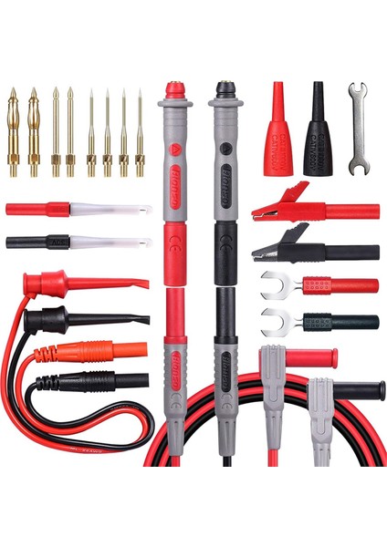 23 Pcs Multimetre Kurşunları Kit, Profesyonel ve Yükseltilmiş Test Kurşunları Multimetre Probları, Timsah Klipsleri, Test Kancası (Yurt Dışından)
