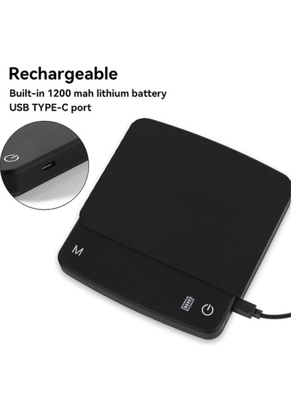 Espresso Için Zamanlayıcı ile Kahve Ölçeği, 0.1 G, Su Geçirmez, Şarj Edilebilir, Otomatik Zamanlayıcı, Tare Işlevi ile (Yurt Dışından) fiyatları