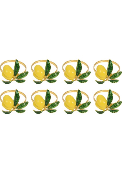 Peçete Yüzük Seti 8, Limon Düğün Peçete Tutucu Altın Peçete Tokası Masa Dekor Partileri Tatil Aile Toplantı (Yurt Dışından)