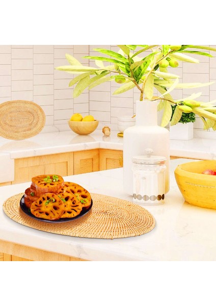 2 Adet Oval Rattan Placemat, Doğal Rattan El Dokuması, Çay Töreni Aksesuarları, Yemek Odası, Mutfak, Vb. (Yurt Dışından) modelleri
