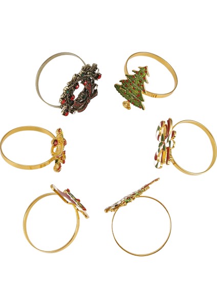 6pcs Noel Peçete Yüzükleri Noel Peçete Tutucu Yüzük Çelenk Tatil Partisi Yemek Masa Dekorasyonu (Yurt Dışından)