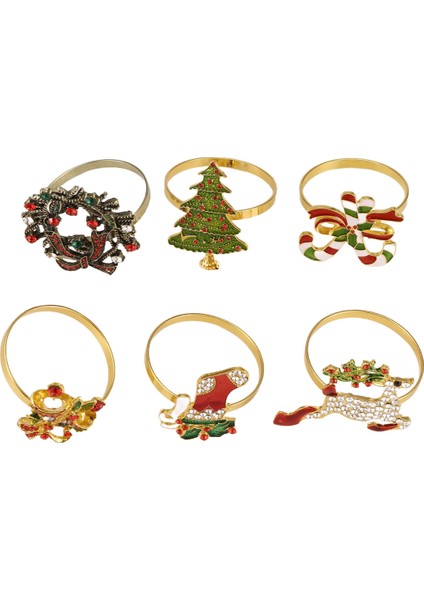 6pcs Noel Peçete Yüzükleri Noel Peçete Tutucu Yüzük Çelenk Tatil Partisi Yemek Masa Dekorasyonu (Yurt Dışından) fiyatları
