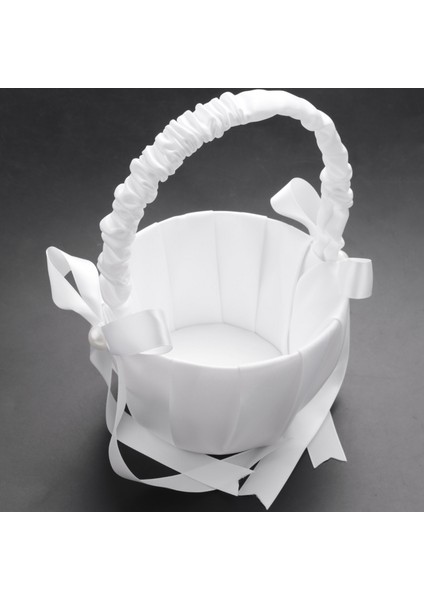 Romantik Beyaz Saten Bowknot Inci Çiçek Kız Sepet Düğün Tören Partisi (Yurt Dışından) fırsatları