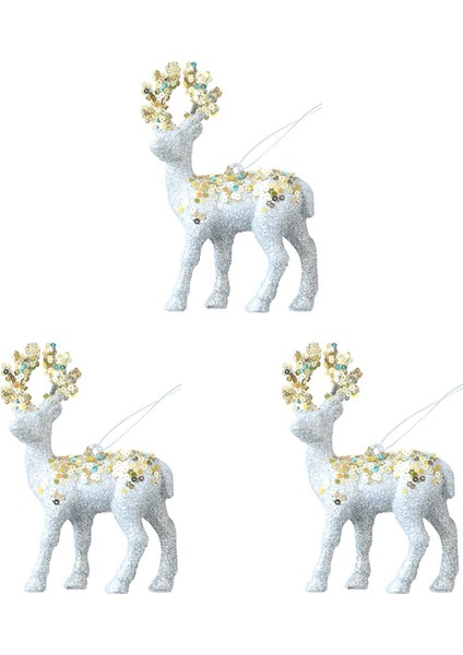 3 Parçalı Gümüş Noel Süsleri Noel Ağacı Süslemeleri Parıltılı Geyik Süsleri Gümüş (Yurt Dışından)
