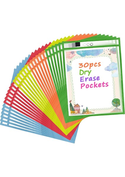 30 Paket Kuru Silme Cep Kapsar Yeniden Kullanılabilir Bilet Sahipleri, Temiz Plastik Sayfa Koruyucular, Okul Için Organizasyon Malzemeleri (Yurt Dışından)