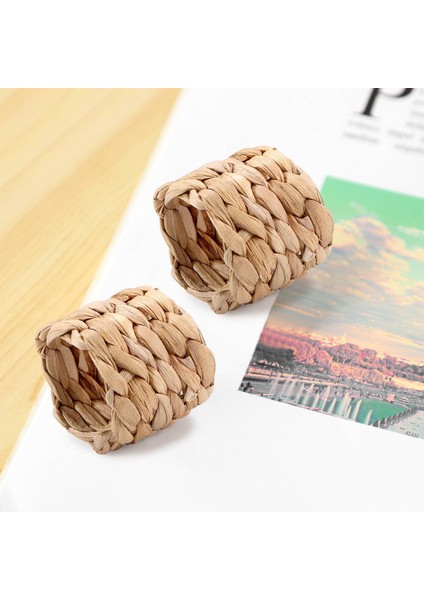 8pcs Ülke Tarzı Su Dokuma Peçete Yüzüğü, El Dokuma Saman Peçete Yüzüğü, Çiftlik Evi Doğal Peçete Tokası (Yurt Dışından) fırsatları
