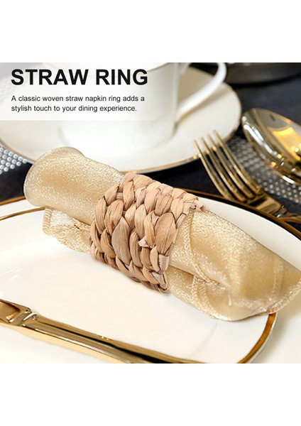 8pcs Ülke Tarzı Su Dokuma Peçete Yüzüğü, El Dokuma Saman Peçete Yüzüğü, Çiftlik Evi Doğal Peçete Tokası (Yurt Dışından) indirimleri